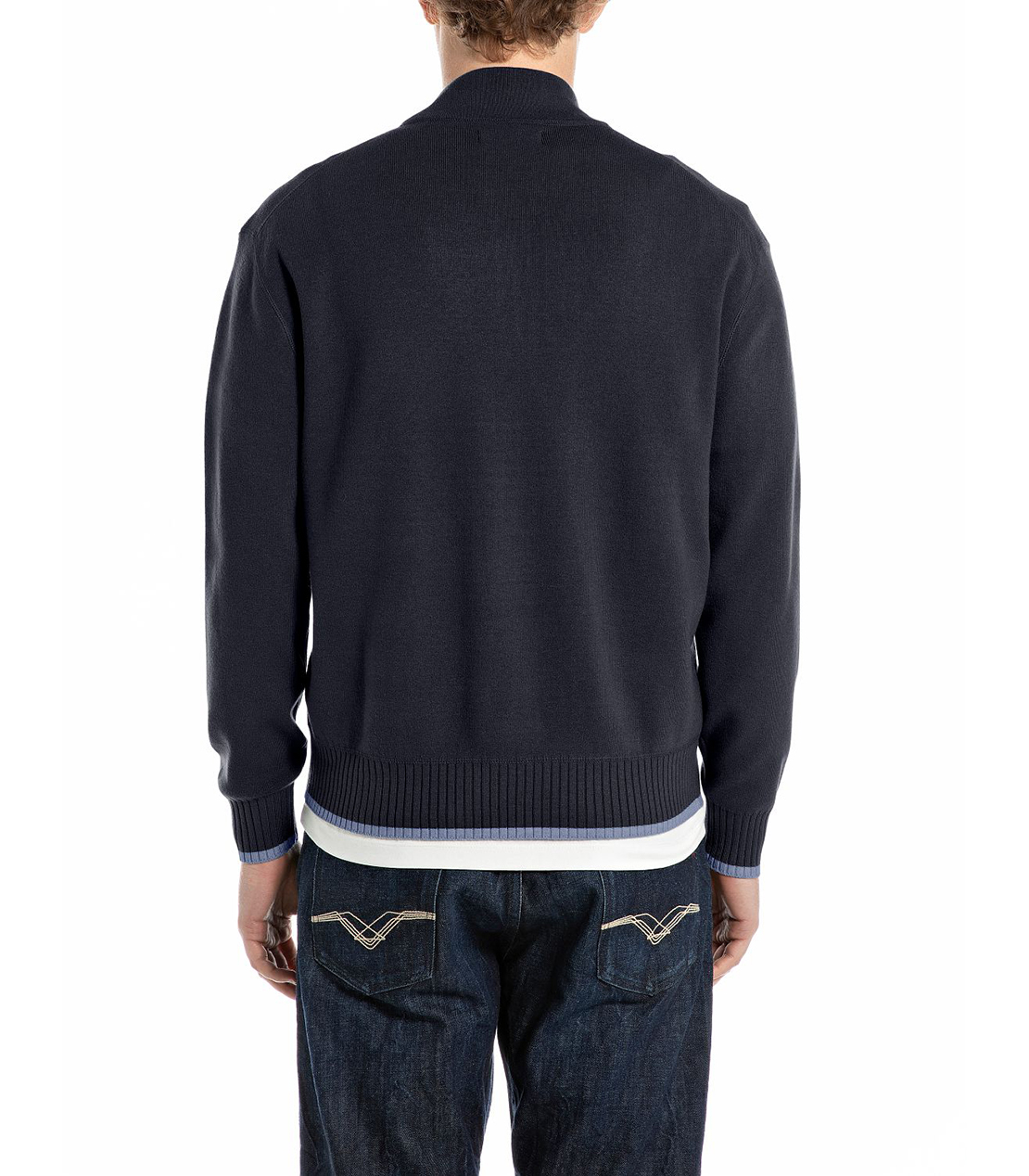 レタリング刺しゅう ジップニット 詳細画像 ダークブルー 2